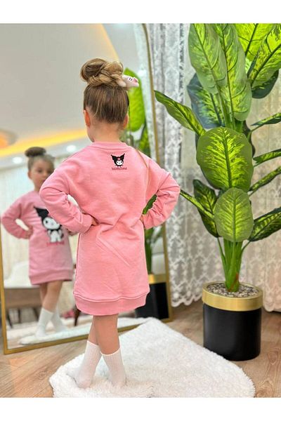 GÖKJOY BUTİK Premium Quality Cotton Fabric Character Printed Girl's Sweat Tunic Dress