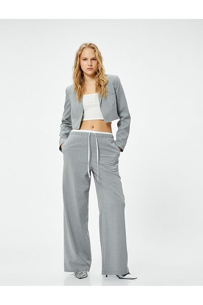 Koton Wide Leg Trousers with Tie Waist and Pocket Detail