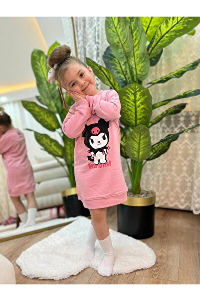 Genel Markalar PREMİUM KALİTE PAMUKLU KUMAŞ  KARAKTER BASKILI KIZ ÇOCUK SWEAT  TUNİK ELBİSE
