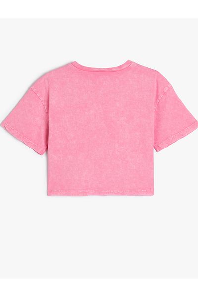 Koton Crop T-Shirt Tropical Printed Short Sleeve Crew Neck Cotton