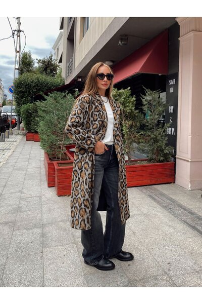 Glamorous For All Premium Leopar Desen Kaban