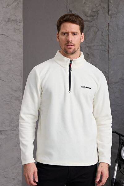 MAXIMILLIAN Ανδρικό φλις μπουφάν με χοντρό μισό φερμουάρ - ECRU