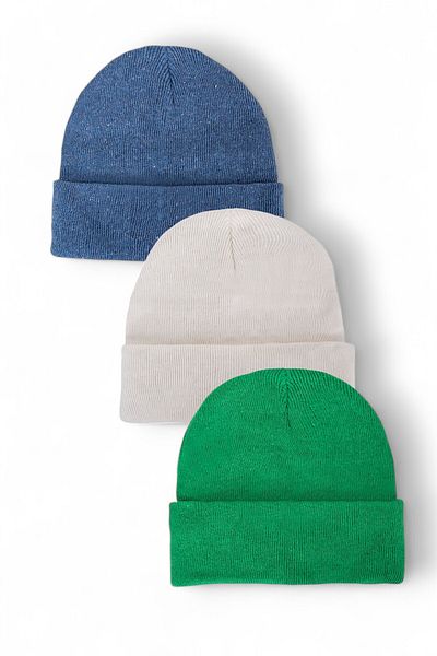 Eke Tekstil Unisex Folded Black, white, gray 3-Piece Beret Set