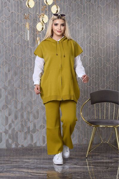 Canan Triko Women's Short Sleeve Zippered Knitwear Set