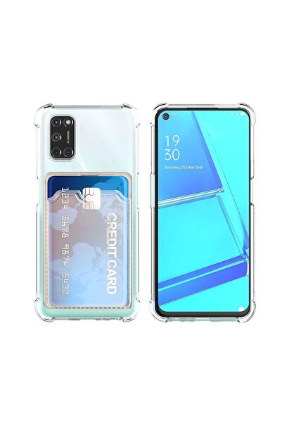 Kvy Kaviy Oppo A72 Kamera Korumalı Kartlıklı Setra Şeffaf Silikon kılıf