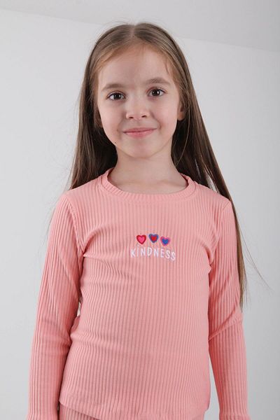 Perendi Φούτερ για κορίτσια 100% βαμβάκι - Kindness and Heart Embroidery, Salmon