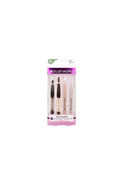 Brushworks HD 4 Piece Combination Tweezer Set - Gold
