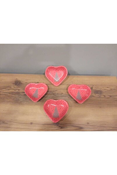 Keramika KERAMİKA YILBAŞI ÇEREZLİK 14 CM KALP ŞEKLİNDE MAT KIRMIZI