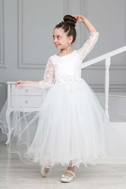 Pantulux Devojčina Čipka guipure Sa deznom večernja haljina