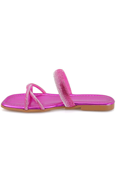 Desa Γυναικείες παντόφλες με λεπτομέρειες σε ροζ γυαλιστερή πέτρα