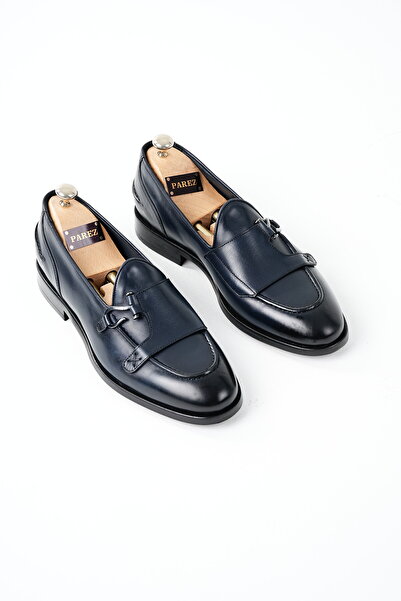 PAREZ Erkek Premium İtalyan Stil Silver Tokalı Deri Ayakkabı