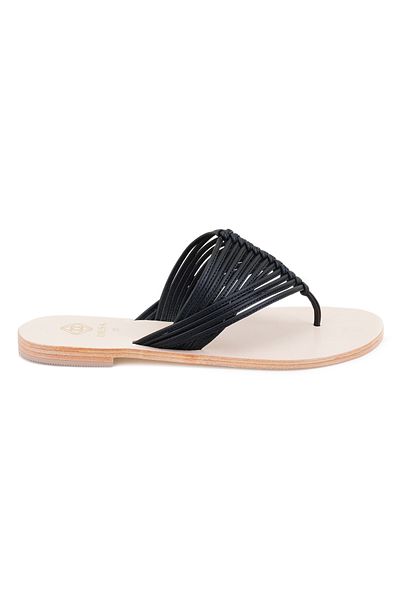 Desa Women's Black Flip-Flop Leather Slippers