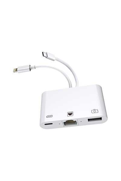 Coverzone 3 in1 şarj adaptörü Type-C Girişini Kamera Fotoğraf Makinesi RJ45 E...