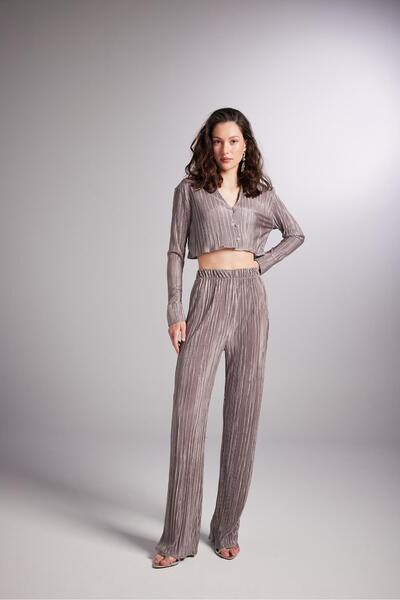 HOLLY LOLLY Flexible Comfy Pants with Elastic Waist Mink