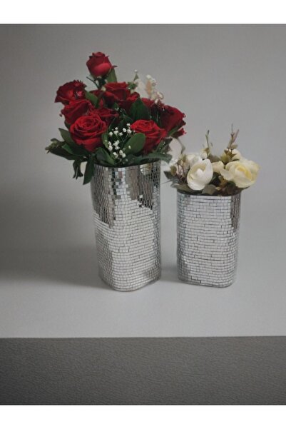 Home Işıltı Home Desing - Set de 2 vaze din sticlă cu oglindă