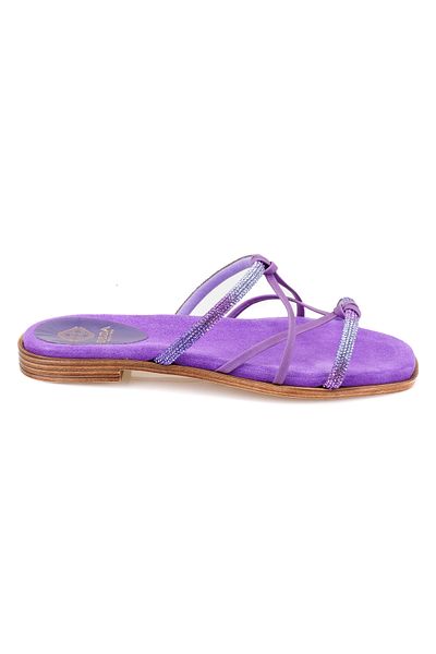 Desa Papuci de damă violet cu piatră strălucitoare