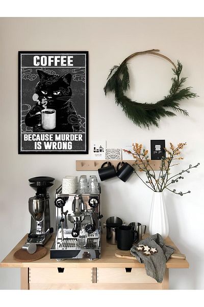 icase Bucătărie Cafea Colț meniu cafea Scris ceașcă cană Decor Concept Tablo MDF Print