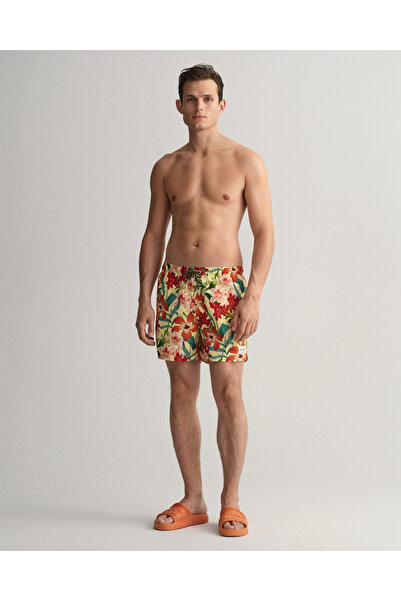 Gant Erkek Sarı Classic Fit Desenli Mayo Şort