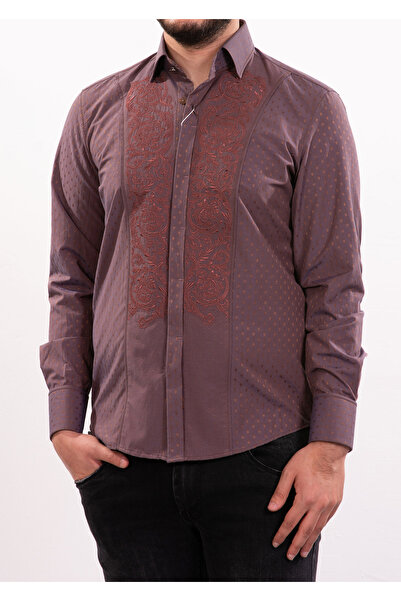 Mondo Kahverengi Şal Desenli Gömlek