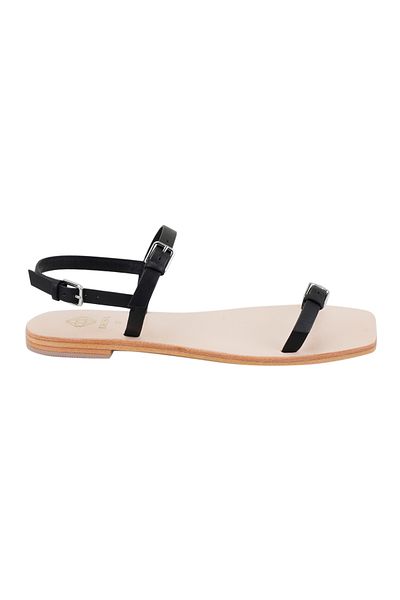 Desa Sandale de damă din piele neagră cu cataramă reglabilă