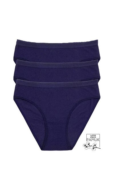 armonika Γυναικεία σλιπ μπικίνι Navy Blue Cotton Lycra 3 Πακέτο
