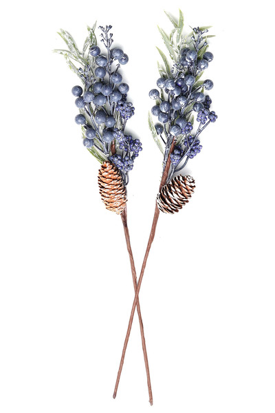 Partijet Yılbaşı Çiçeği Mor Üzümlü Yapay Dal 43 Cm 2'li