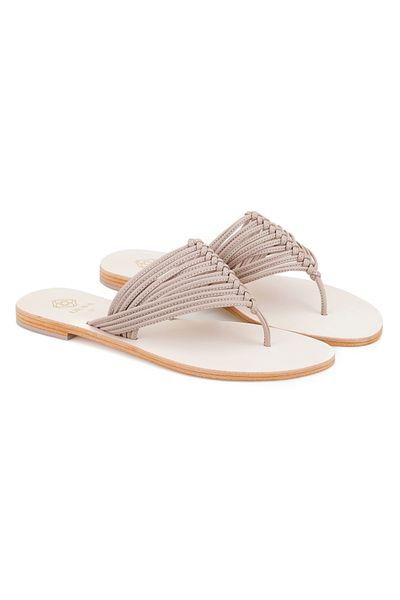 Desa Women's Beige Flip Flops Leather Slippers