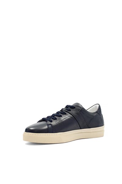 Celal Gültekin Erkek Lacivert Bağcıklı Kalın Tabanlı Deri Sneaker