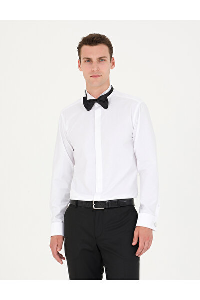 Pierre Cardin Λευκό Πουκάμισο Σμόκιν Στενής Γραμμής 50268189-VR013