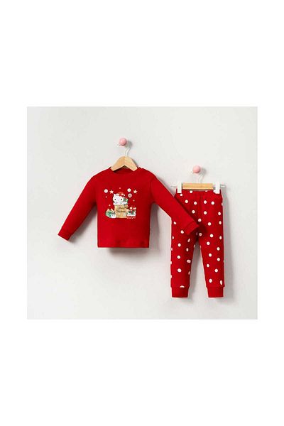 TİJK Baby Girl Christmas Special Christmas Printed Pajamas Set