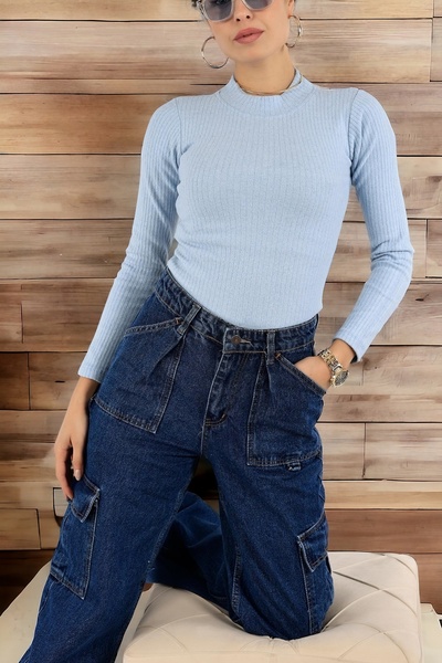 Aslında Look ملابس تريكو مضلعة بأكمام طويلة وقصة ضيقة - ملابس ضيقة للجسم - صو...