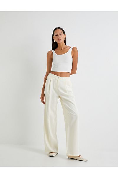 Koton Palazzo Trousers Normal Waist Viscose Pocket Detailed