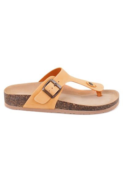 Desa Women's Yellow Flip Flops Nubuck Leather Slippers