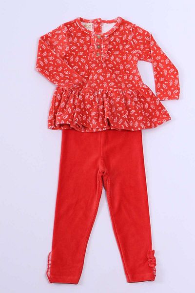 HÇM Velvet Tunic Set - Girls Ruffles and Buttons C19