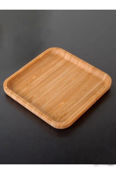 PİNK DESİGN KİTCHEN Square Bamboo Serving Presentation Plate (20X20 cm)