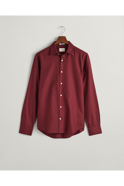 Gant Erkek Kırmızı Slim Fit Klasik Yaka Gömlek