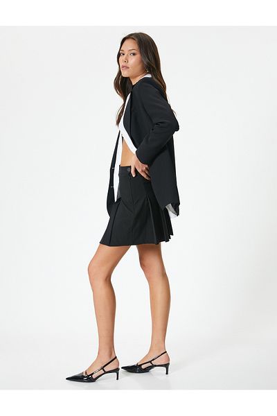 Koton Mini Pleated Skirt Regular Waist Zipper Closure
