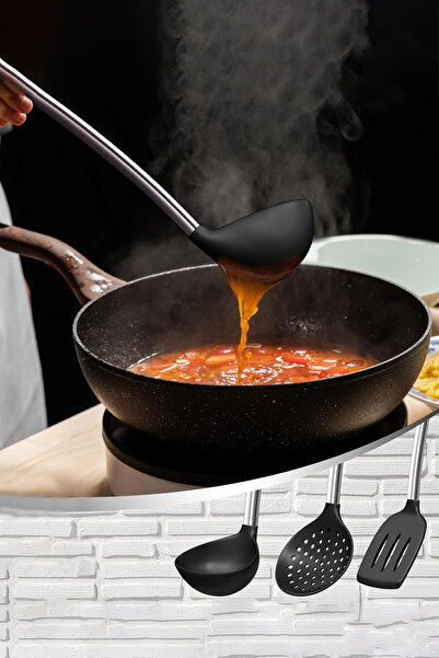 valletta Marbella Black Kitchen Set - 35 Pieces, Stainless Steel and Silicone Tip Spatula