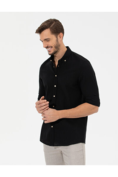 Pierre Cardin  Siyah Slim Fit Uzun Kollu Gömlek 50268183-VR046