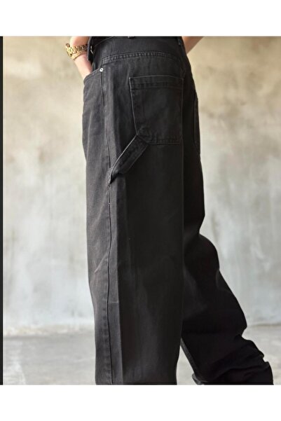 Asia Black Side Buckle Baggy Palozzo Jeans