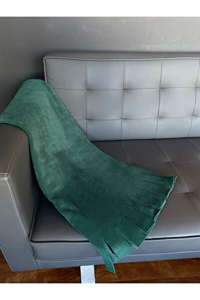 GÜN&AY TEKSTİL Σμαραγδένιο πράσινο χειμωνιάτικο σάλι από φλις-σάλι ώμου