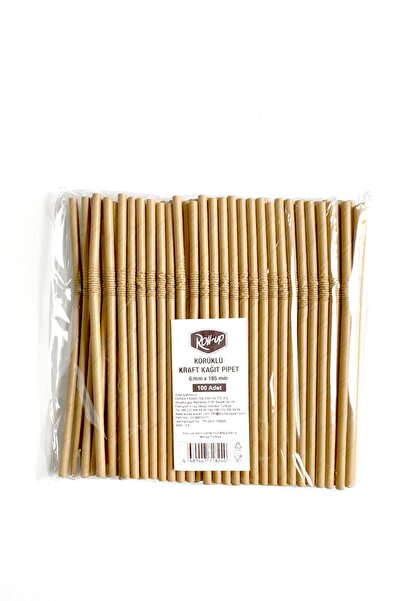 Roll-Up Doğaya Dönüş Ekolojik Doğal Körüklü Kraft Kağıt Pipet - 6 mm. - 19.5 ...