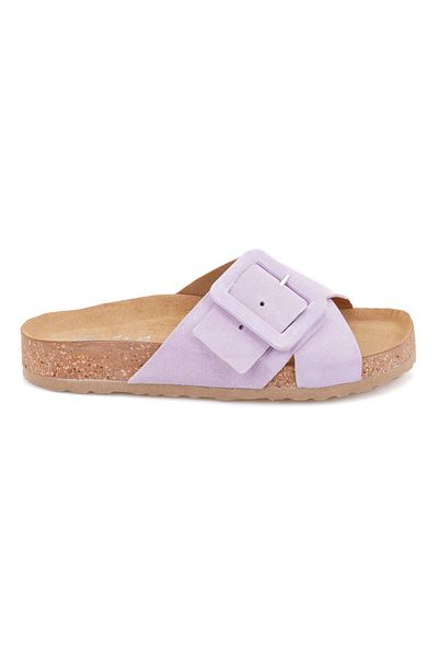 Desa Papuci de damă din piele de căprioară reglabili liliac