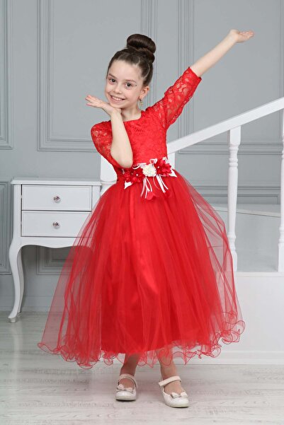 Pantulux Devojčina Čipka guipure Sa deznom večernja haljina