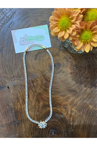 Gold Baget Zirkon Suyolu Kolye 45 cm+5cm uzatma