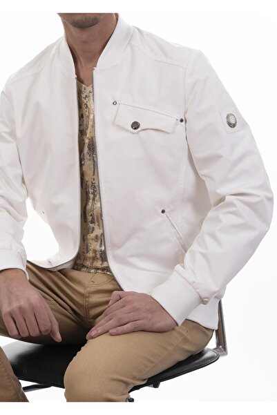 Mondo Beyaz Cep Detaylı Bomber Mont