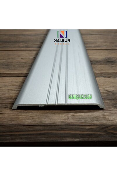 Nalbur Bakkal Geniş Eşik Profili 5 Cm - Parke Geçiş Profili 80 Cm - Gri (Ekstra Kalın alüminyum)