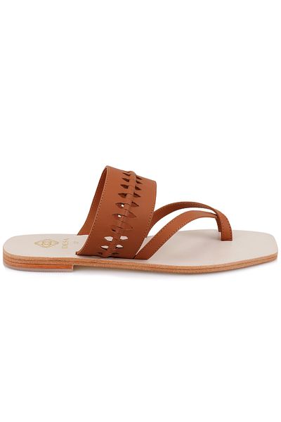 Desa Women's Brown Flip Flops Leather Slippers