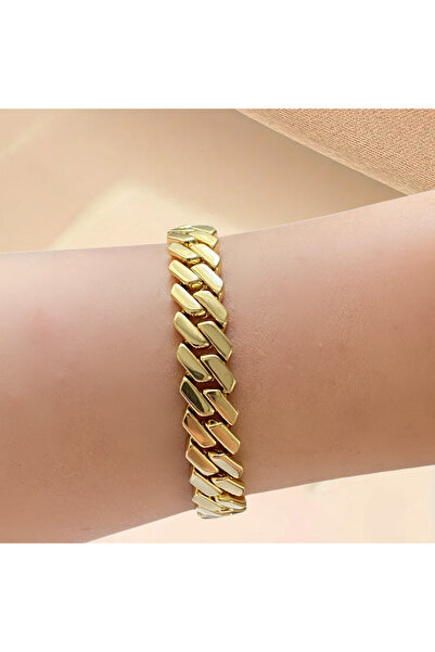 Rummjewelry Gurmet Çelik Bileklik Kuyumcu İşçilik 22 Ayar Altın Rengi Gömme T...