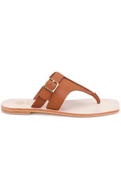 Desa Women's Brown Flip Flops Leather Slippers